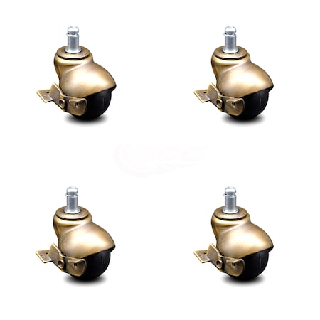 Service Caster 2 Inch Antique Brass Hooded Grip Ring Ball Casters with Brakes SCC, 4PK SCC-GR01S20-POS-WA--SLB-716-4